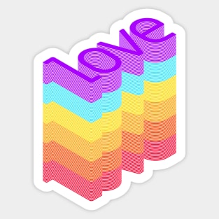 Love Love Love - Graphic Rainbow Chromatic Typography Design Sticker